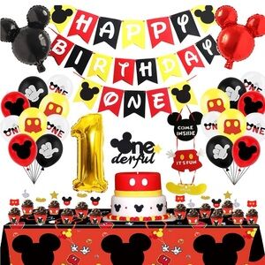 Mickey Mouse 1st Birthday Party Decorations,Party Supplies Included Banner